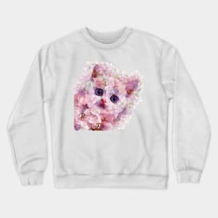 Discover white kitten hiding in flower garden Crewneck Sweatshirt